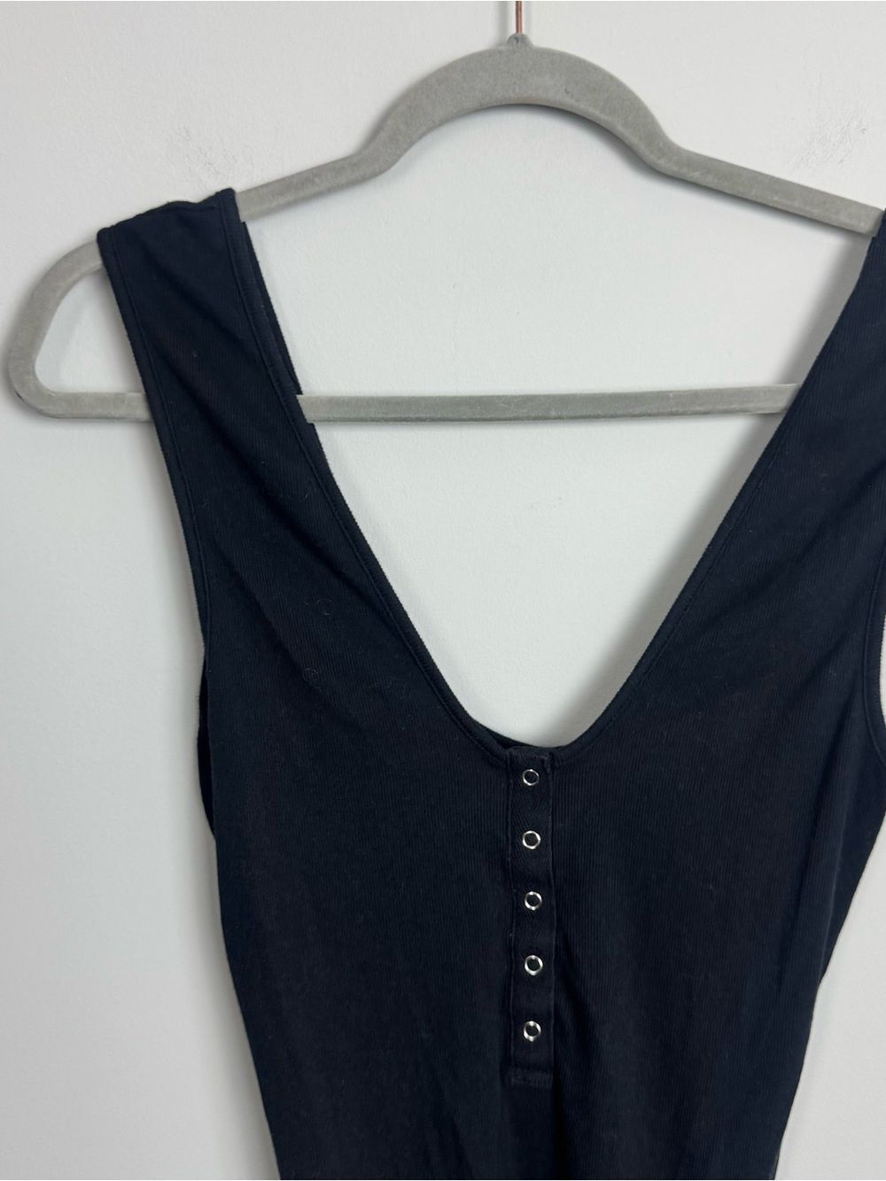 FREE PEOPLE | INTIMATELY Black Ribbed Henley Bodysuit Women’s Size Large - Picture 4 of 9
